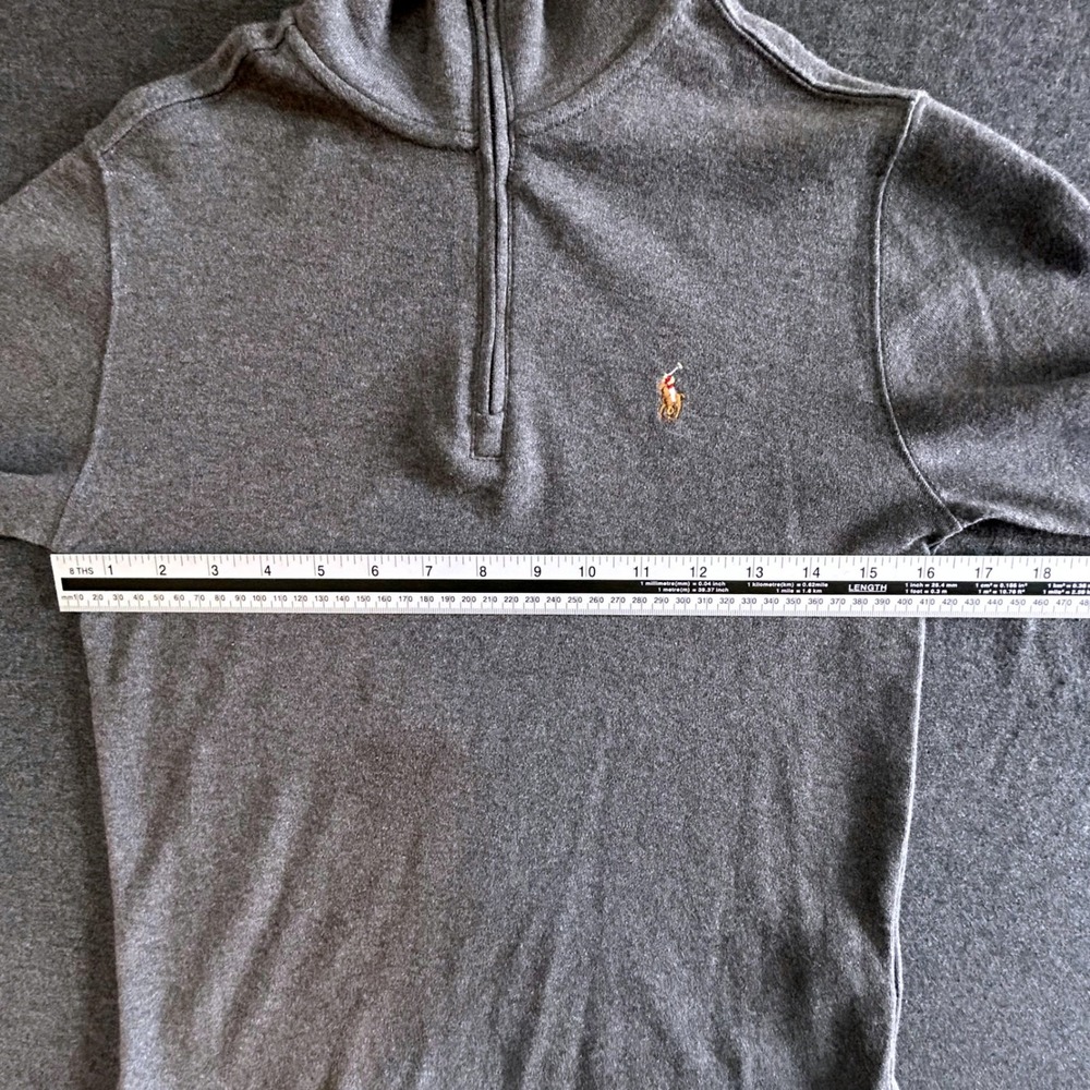 Polo Ralph Lauren Quarter Zip Pullover Boys M 10-12 Gray Pony Logo - Picture 8 of 9